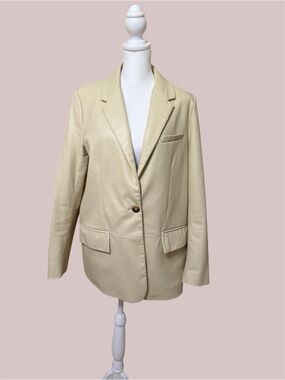 Zara Beige Faux Leather Blazer
